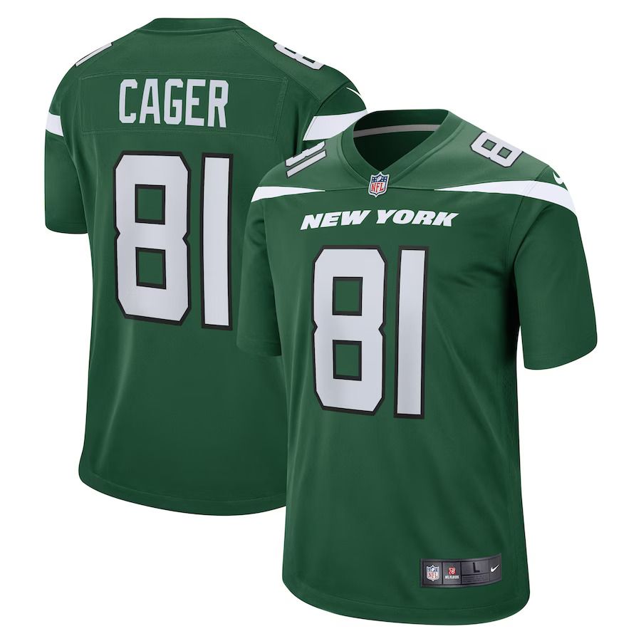 Men New York Jets 81 Lawrence Cager Nike Gotham Green Team Game Player NFL Jersey